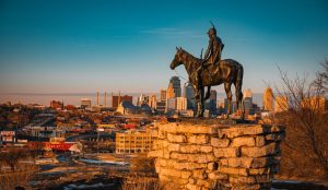 First Prayers in Missouri, Kansas City Christian Business Gatherings, Scout picture with Kansas City in the background